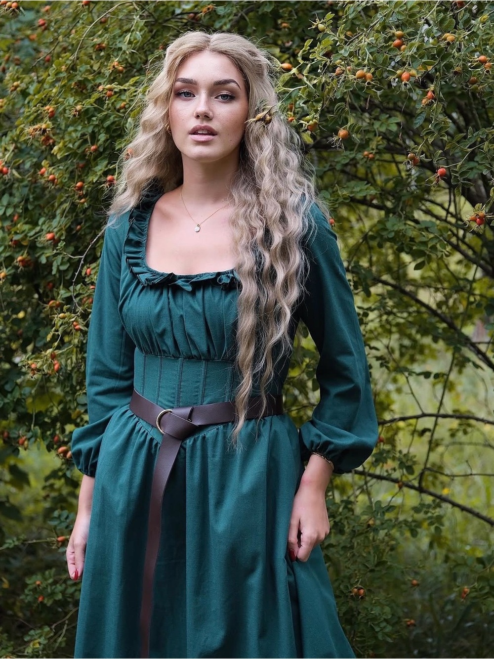 Acorn Midi Dress - Pine Green